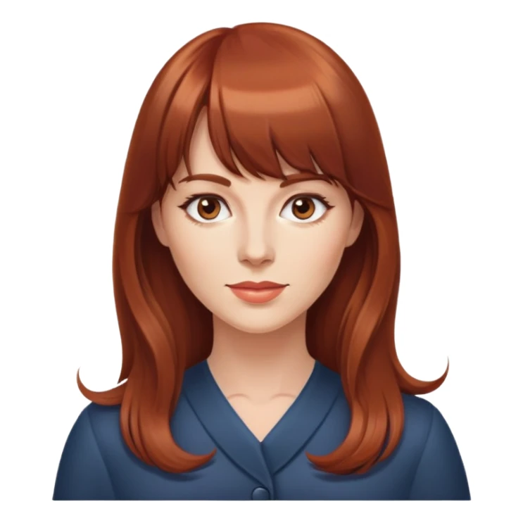 mid 30s woman with long reddish-brunette hair with bangs sticker