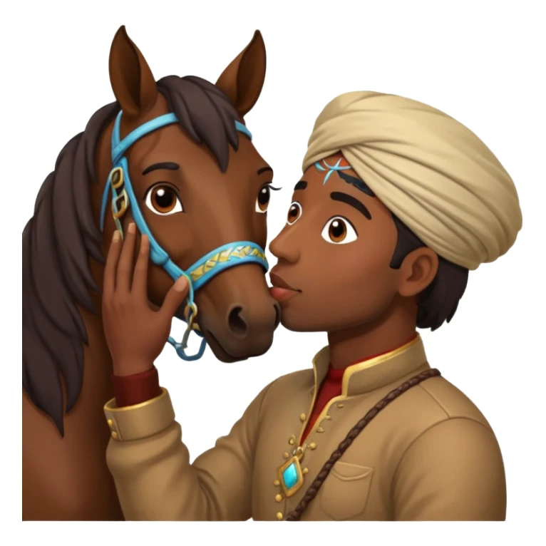 indian man kissing a horse sticker