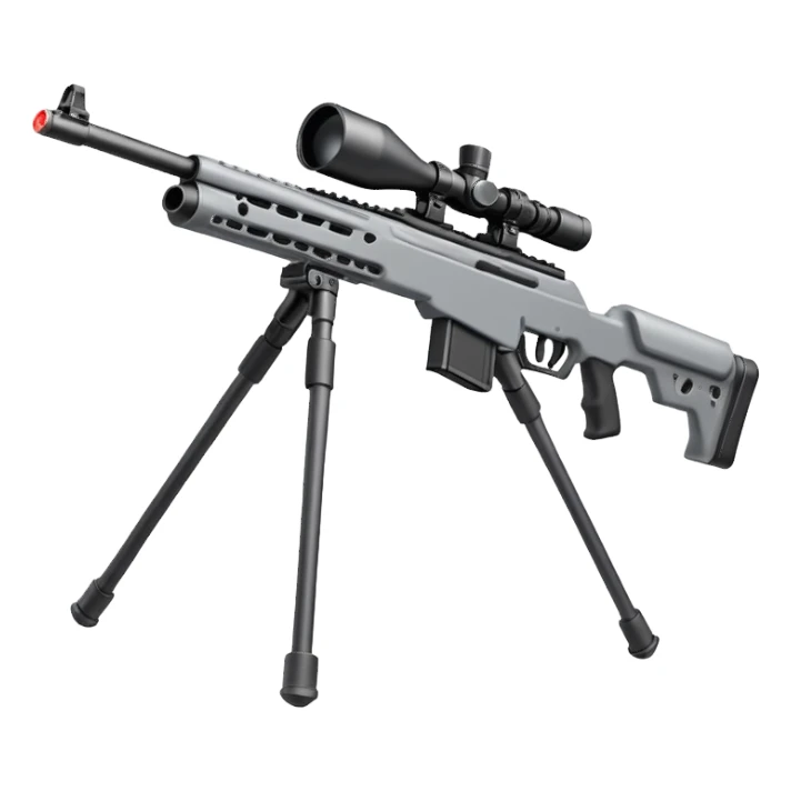 Mini ICBM launching lightweight sniper rifle wire stock, extended mag, assassin, bipod, laser sticker