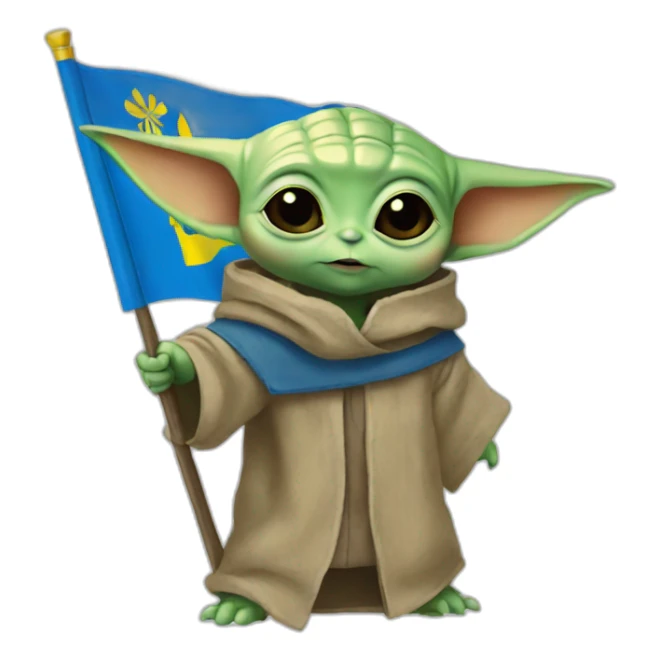 baby yoda  Ukraine flag sticker