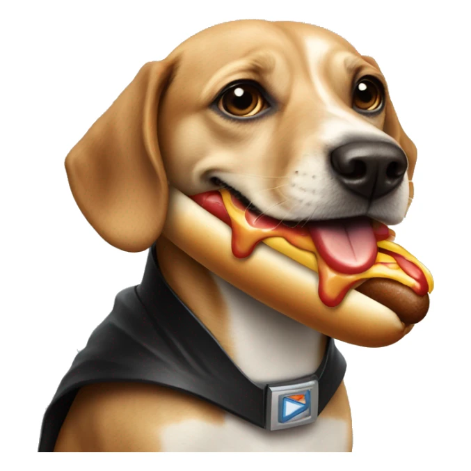 Darth dog eating a hot dog sticker