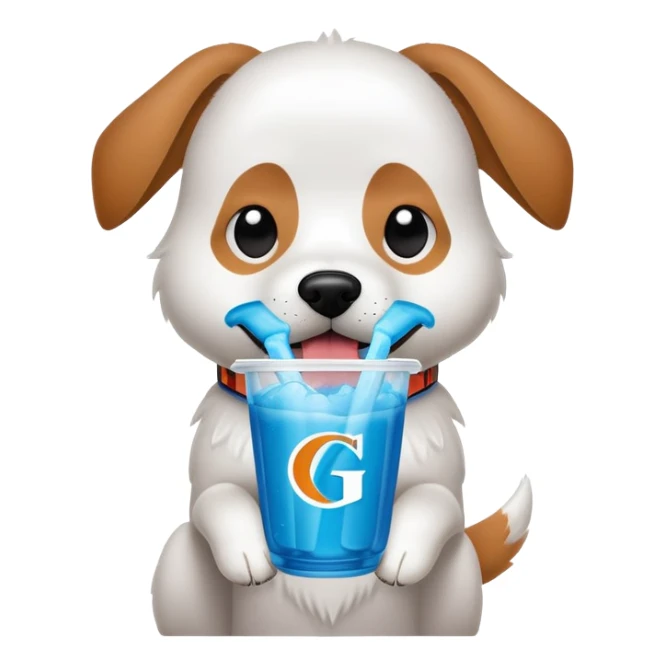Dog drinking slushy and slushy says on label “Gatorade” sticker