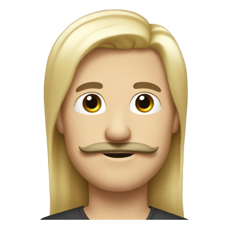 À m’en long straight blond hair  and a moustache sticker