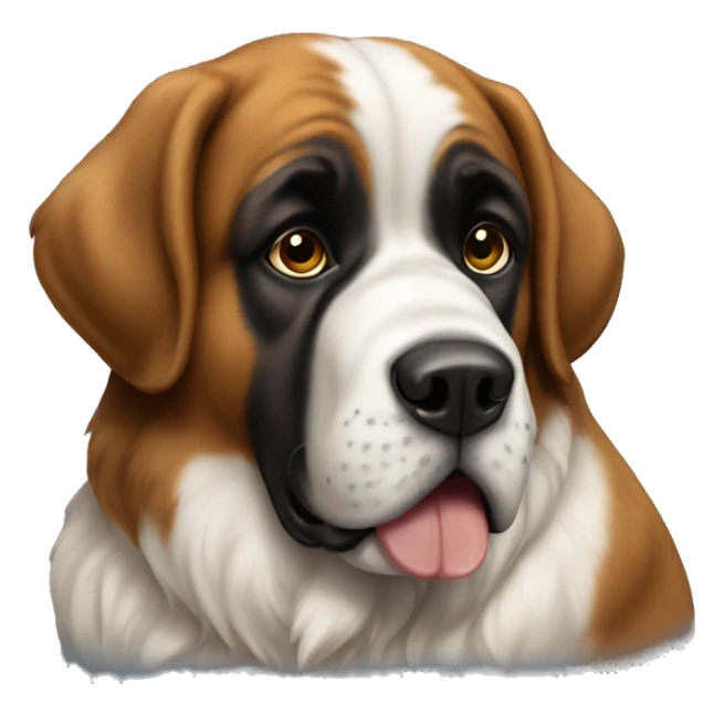 Saint Bernard Dog, head turned, whispering, sitting sticker