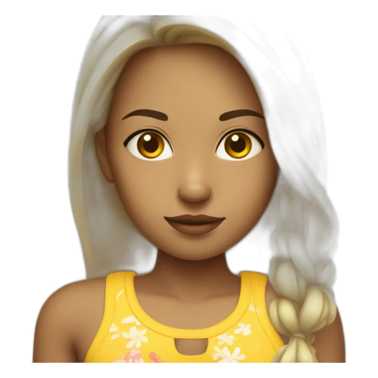 Girl with yellow skin in beach clothing sticker