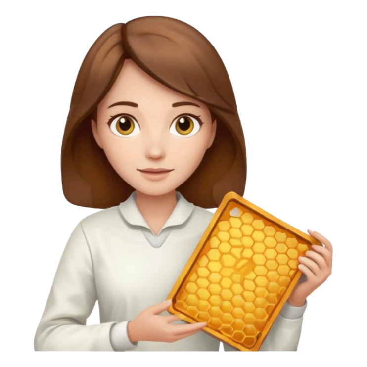 female bee keepers with brown hair, white outfit,  sticker