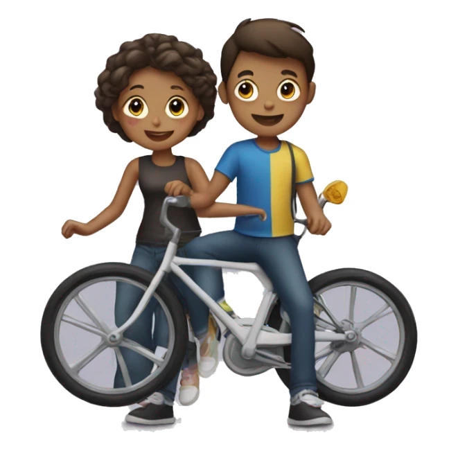 Girl and boy on bike sticker