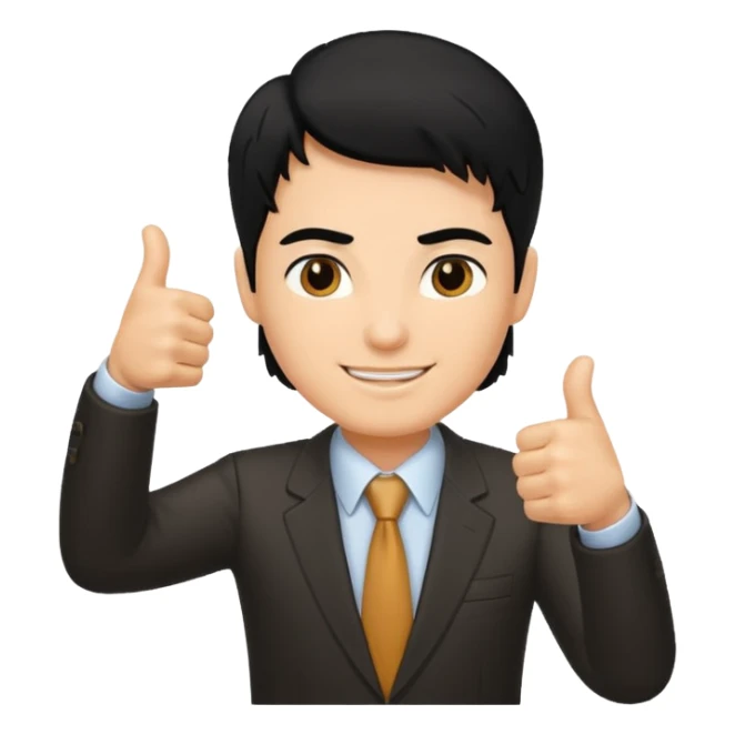 Boss with thumbs up black hair sticker