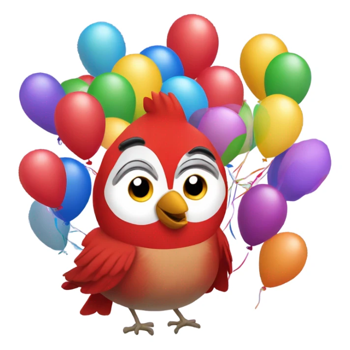 Happy red cardinal with birthday balloons sticker