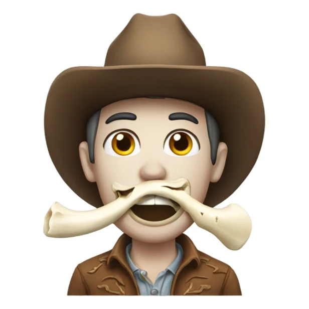 Cowboy with bone in his mouth sticker