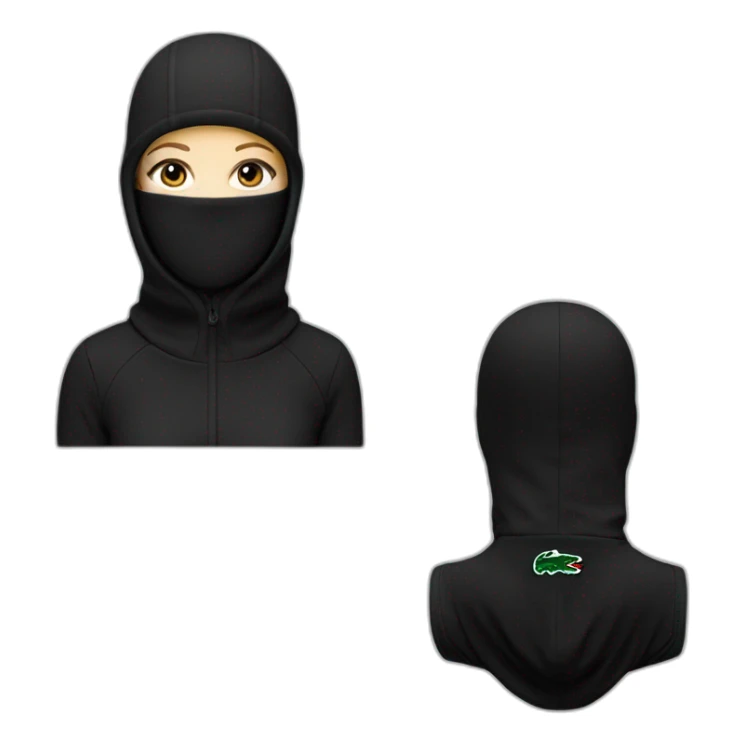 white girl lacoste balaclava black with lacoste sticker