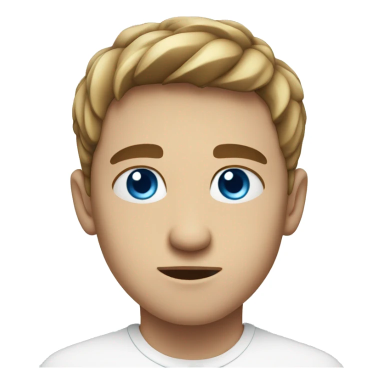 serious boy in white shirt with blue eyes sticker