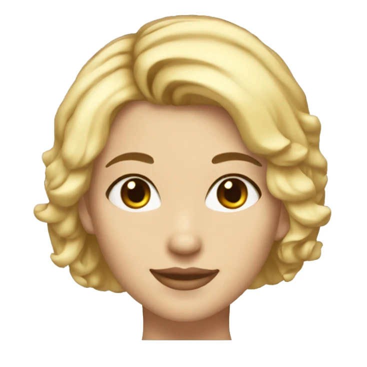 Beautiful girl with short blonde hair, thin lips, thin eyebrows, smiling. sticker