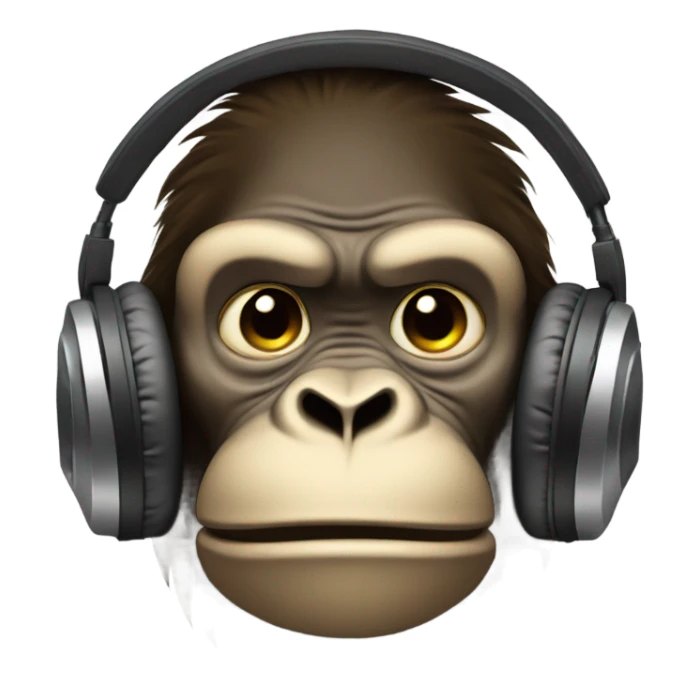 gaming ape with headphones on with a wright above it that sa sticker