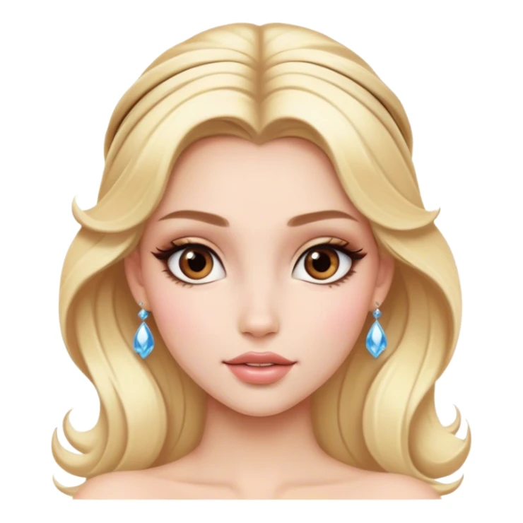 blonde model with brown eyes, luxury makeup, disney princess sticker