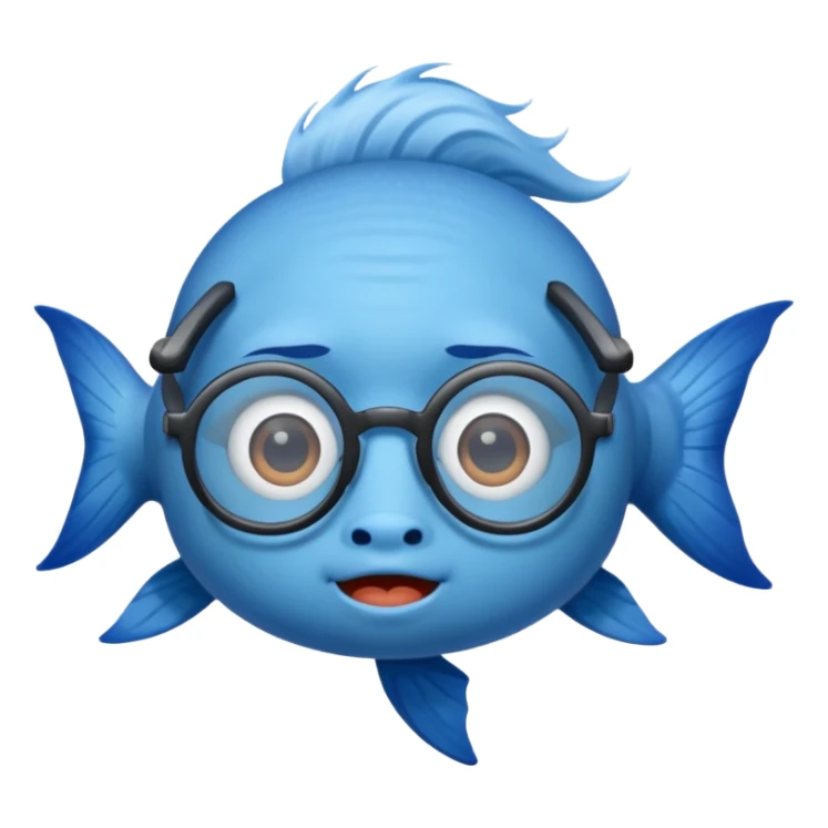 glassess wearing fish with hair sticker