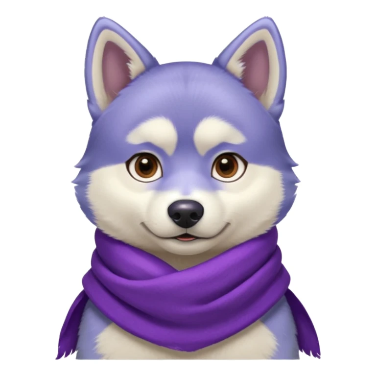 a husky with a purple scarf , a blue shirt, sticker