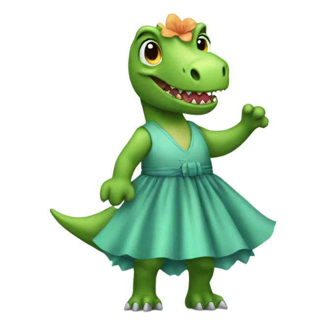 A dinosaur wearing a dress sticker