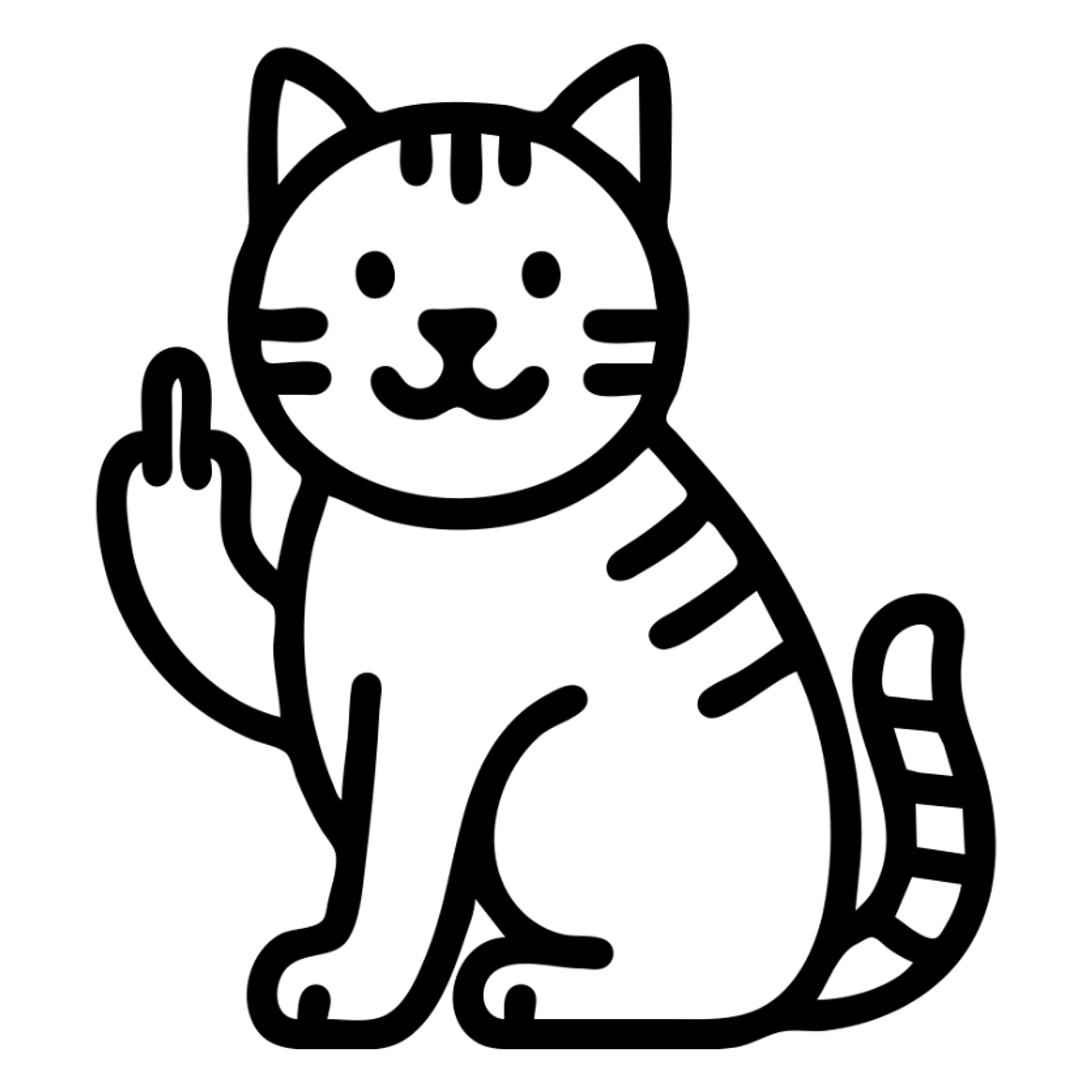 orange tabby cat, cheeky pose, middle finger raised, minimal design, bold lines sticker