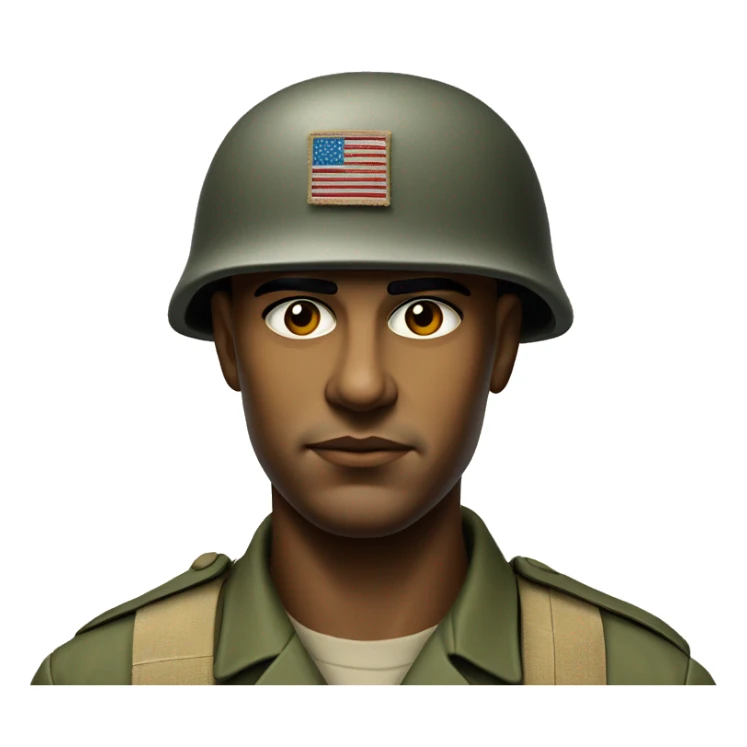 photorealistic serious american soldier 1960s sticker