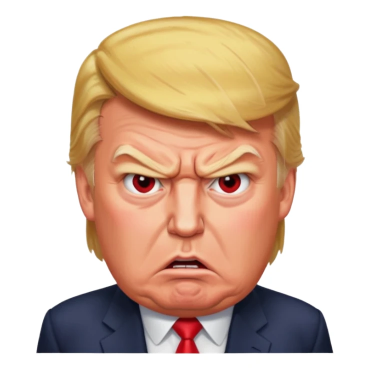 Donald Trump is furious. Red with anger. photorealistic sticker