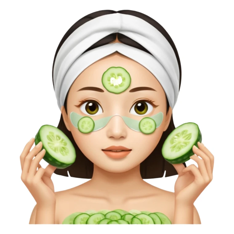 Asian women doing facial mask beauty sticker