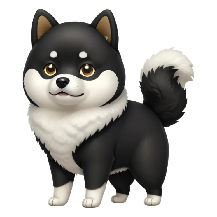 cute black Shiba Inu dog standing full body view sticker