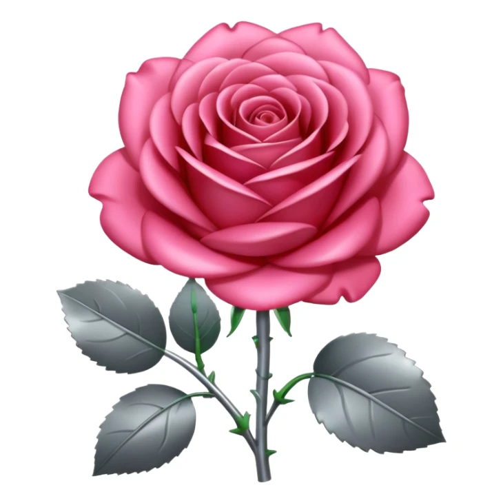 gray metal chrome rose, without green leaves, just flower sticker