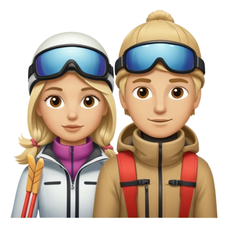Blonde girl skiing and blonde boy skiing sticker