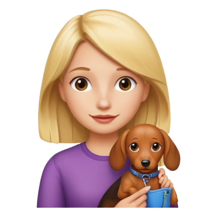 Blonde girl holding dachshund emoji sticker  sticker
