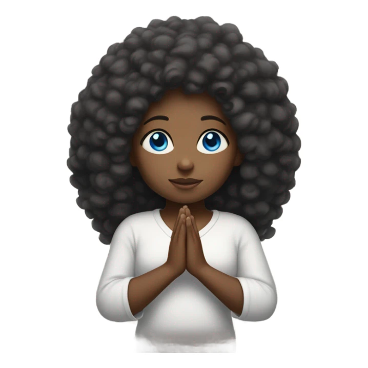 Afro girl with blue eyes praying  sticker