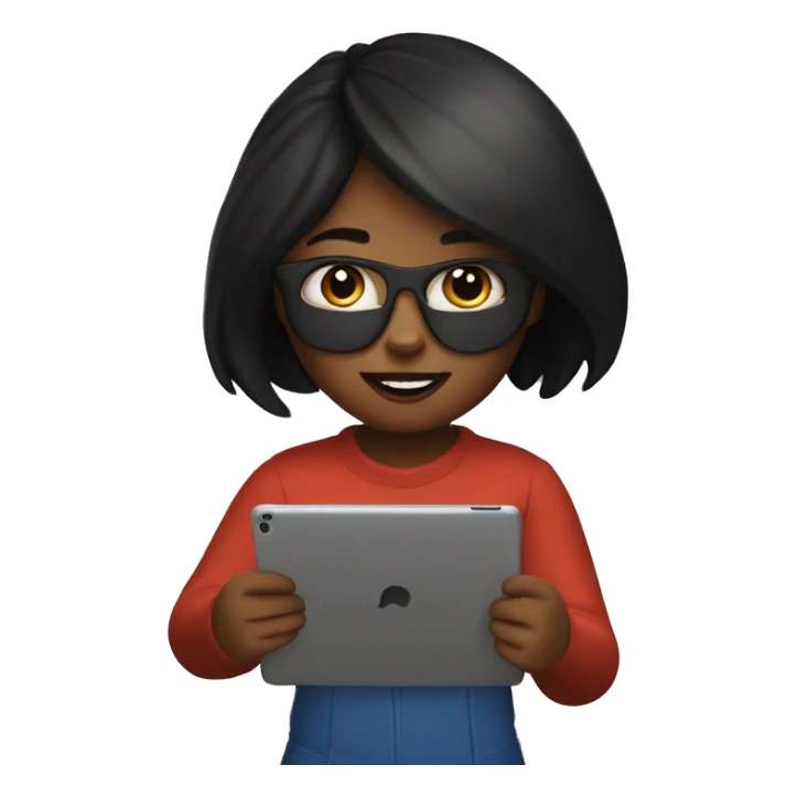 Girl playing roblox on ipad sticker