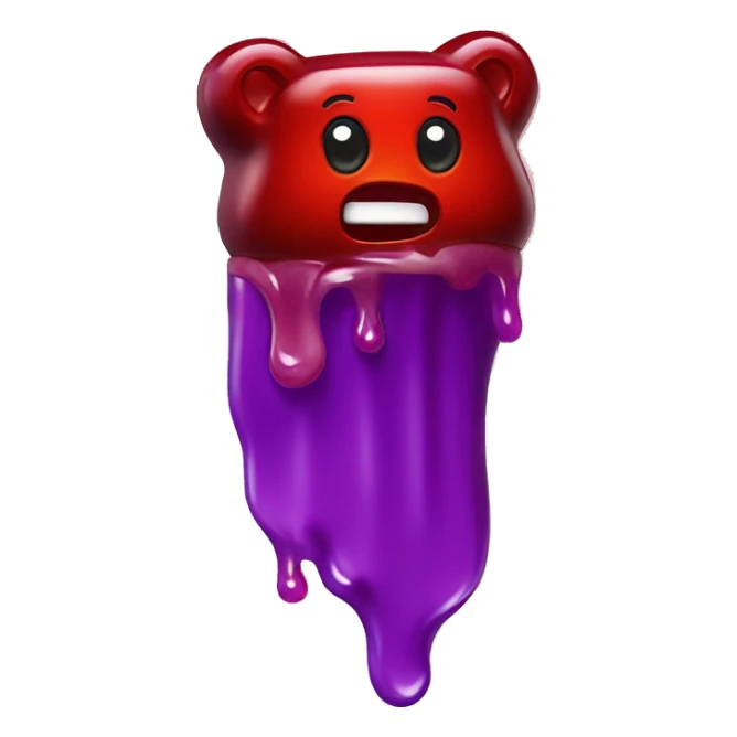 Purple gummy bear with red chamoy sauce dripping rom the top of it  sticker