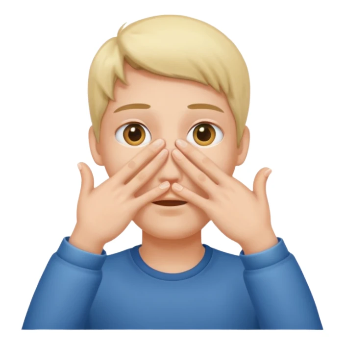 Covering the face with hands and peeping through your finger sticker