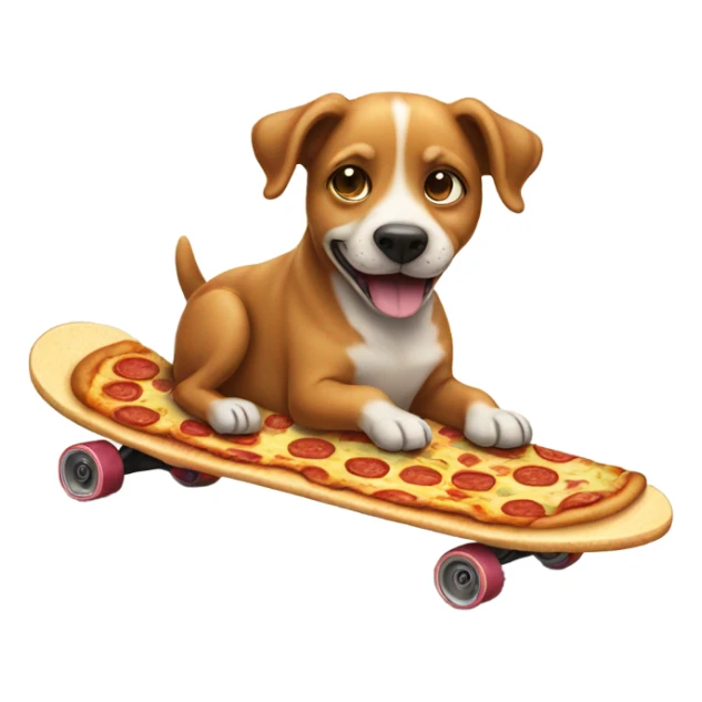 Dog eating a pizza on skateboard sticker