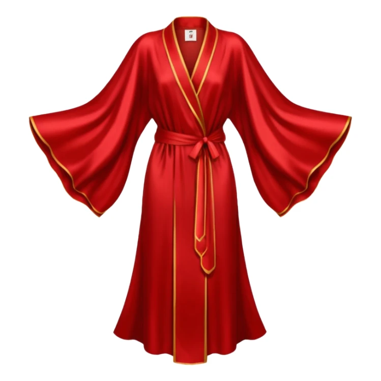 Blood red silk robe, No detailing, long, bat wing sleeves, high definition, sticker