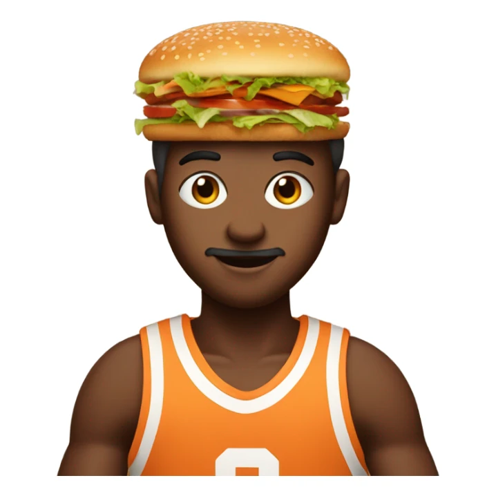 Tiny basketball player made out of hamburgers wearing number 0  sticker