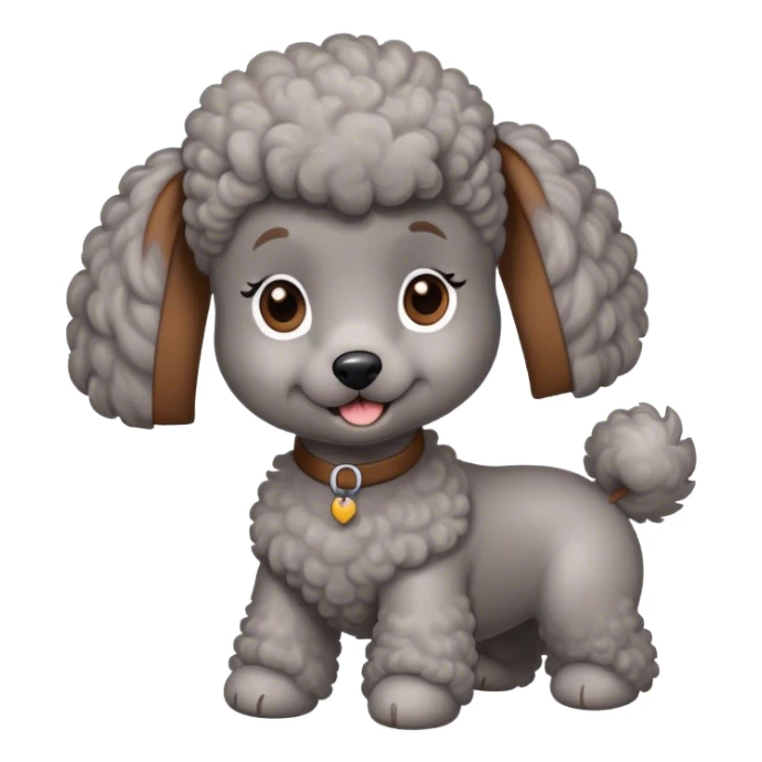A Grey poodle with a brown ponytail girl sticker