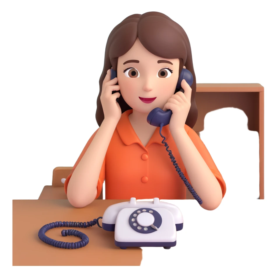 girl talking on telephone in her room sticker