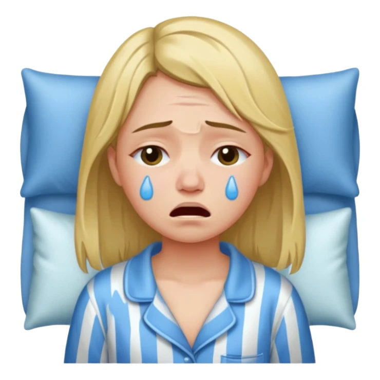 Girl crying alone in her pajamas  sticker