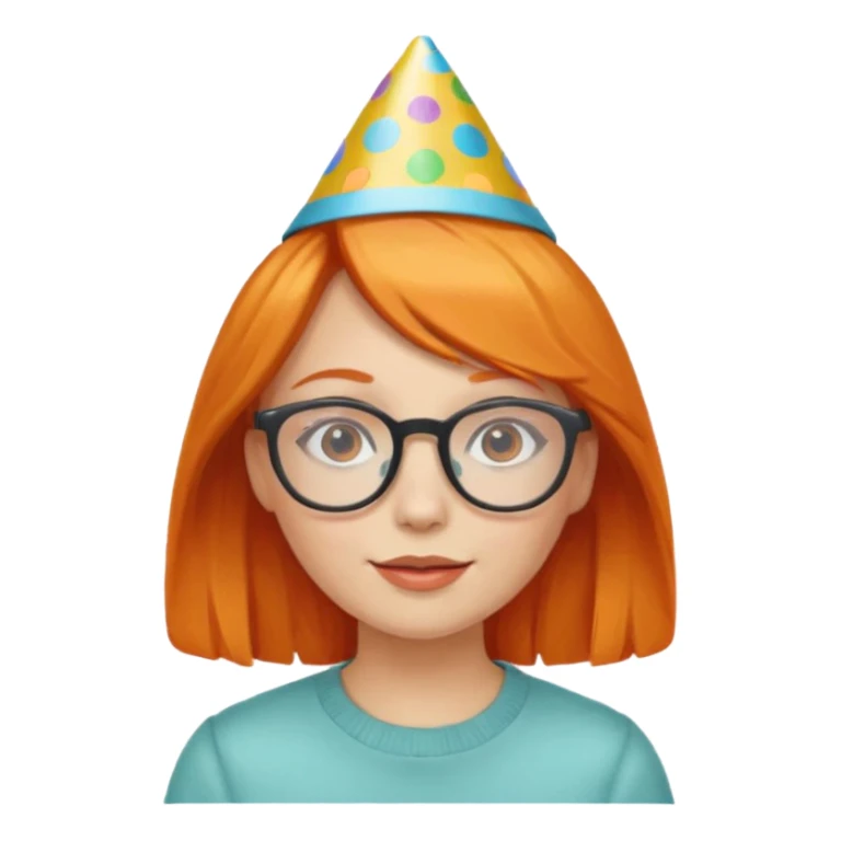 party hatted orange haired girl glasses sticker