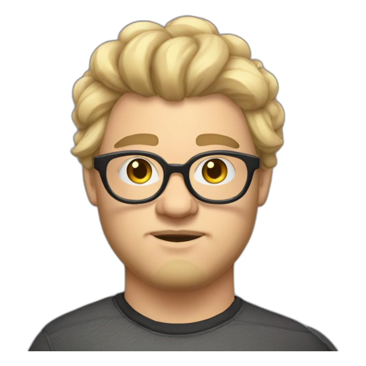 Chubby non binary Big lebowsky round glasses mid-lenght blond hair chaotic res beard vaporizer sticker