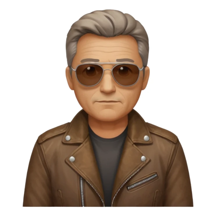 Biker Gang with Sunglasses, Middle-age man, brown jacket, sunglasses sticker