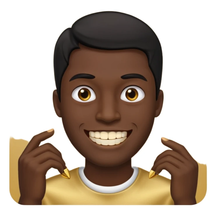Isso agora faca esse emoji masculino com um cabelo preto baixo e um sorriso com um dente de ouro sticker