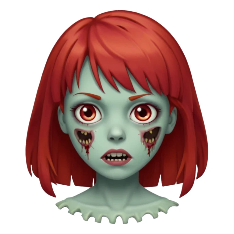 menina zumbi de franja e cabelo vermelho médio  sticker