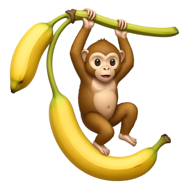 Monkey hanging from a giant banana sticker