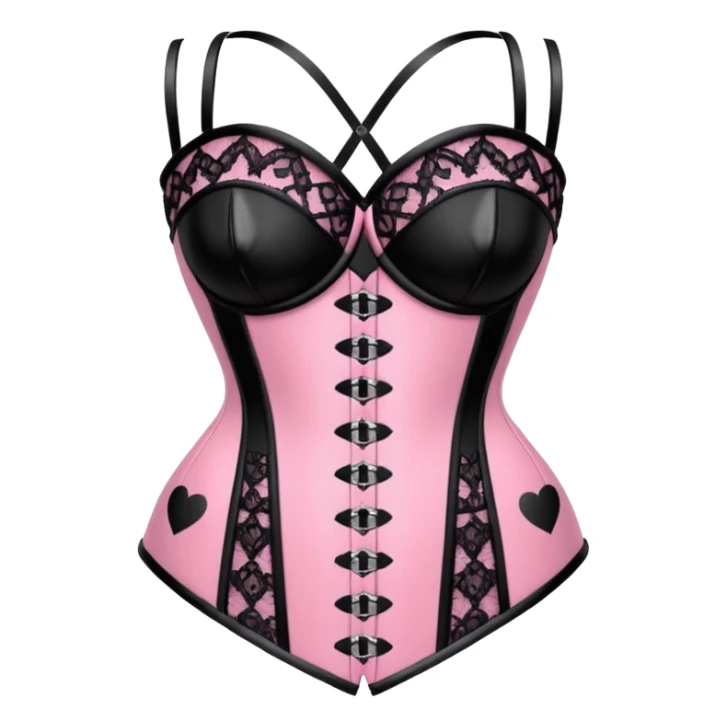 heart with gothic black lace corset ,  hearts, black and pink, cute,  sticker