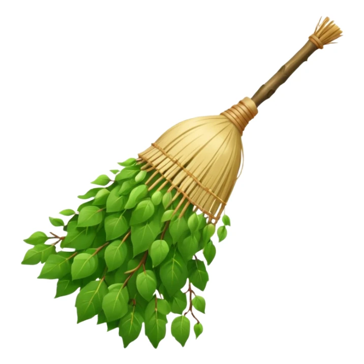 Birch Broom For Russian Bath Water Green Leaves  sticker