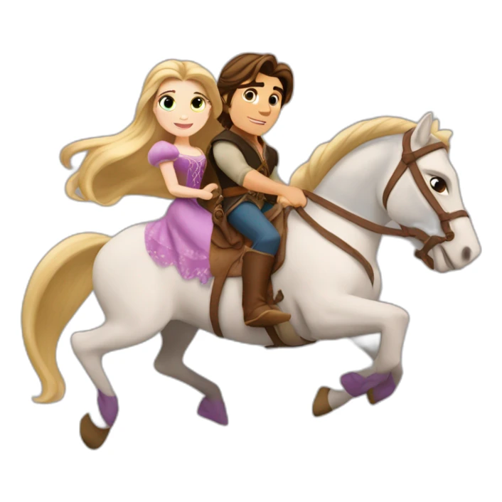 Rapunzel and Flynn Rider riding on a horse sticker