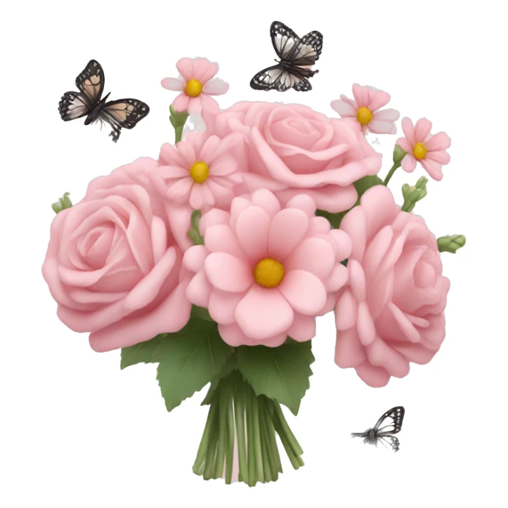 Pale pink bouquet with butterflies sticker